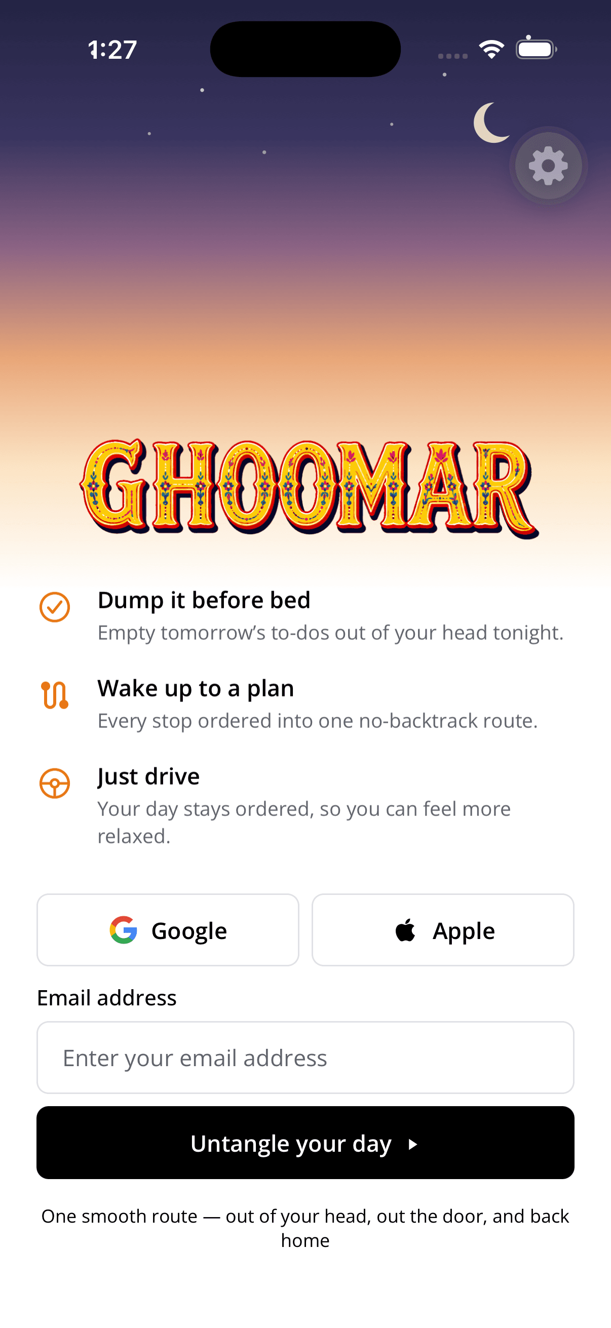 Ghoomar app welcome screen